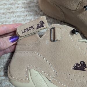 LDECK Women's Beige Ankle Booties